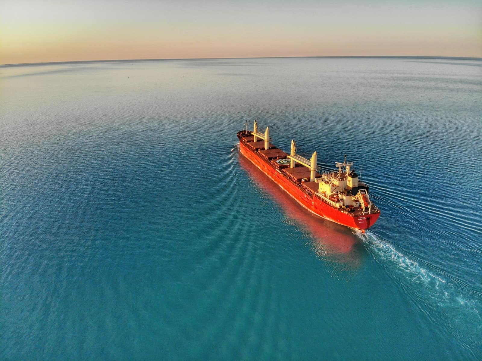 Commercial cargo vessel underway at sea